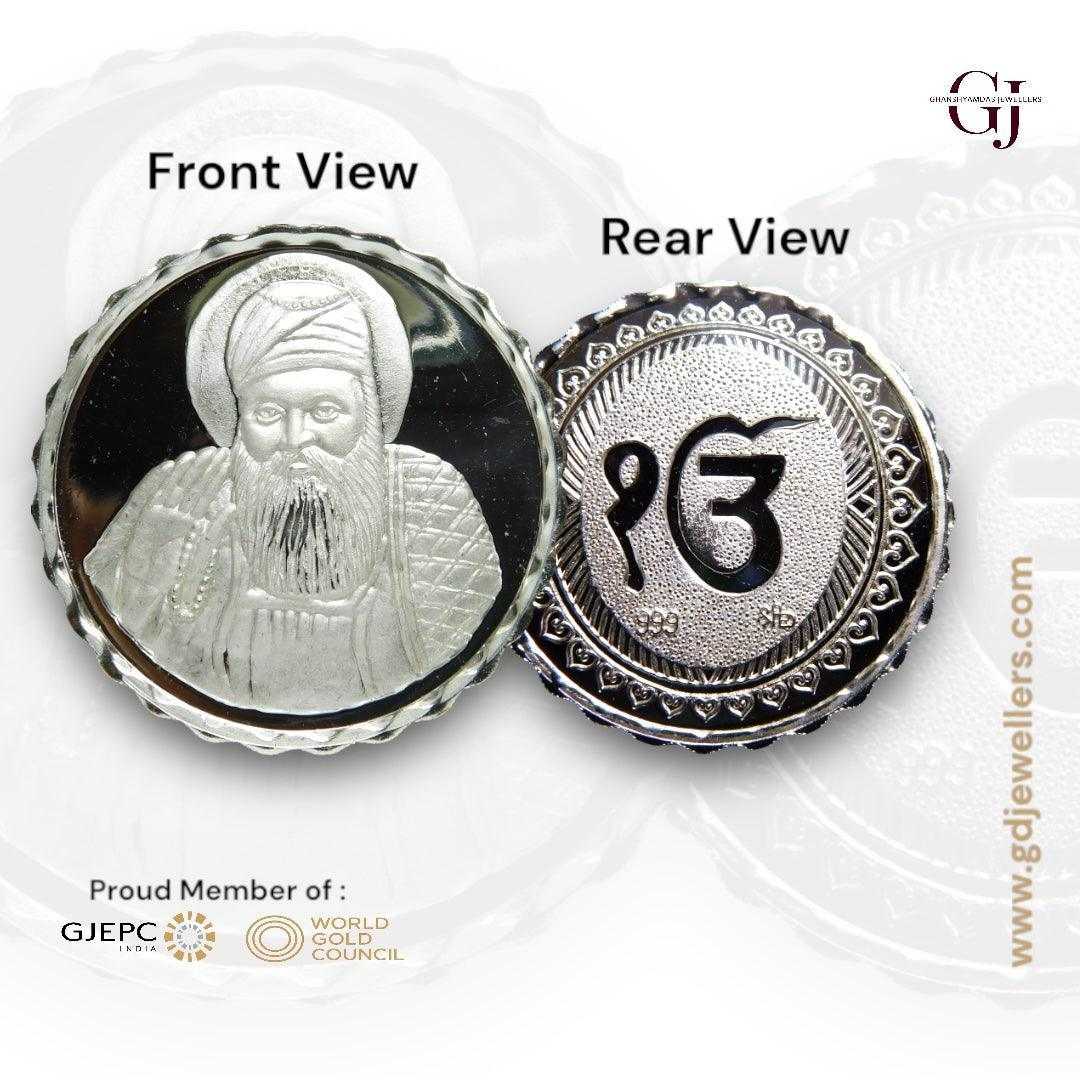 Guru Nanak Dev - 3D Silver Coin 24KT Purity 999 Round Shape - Backside
