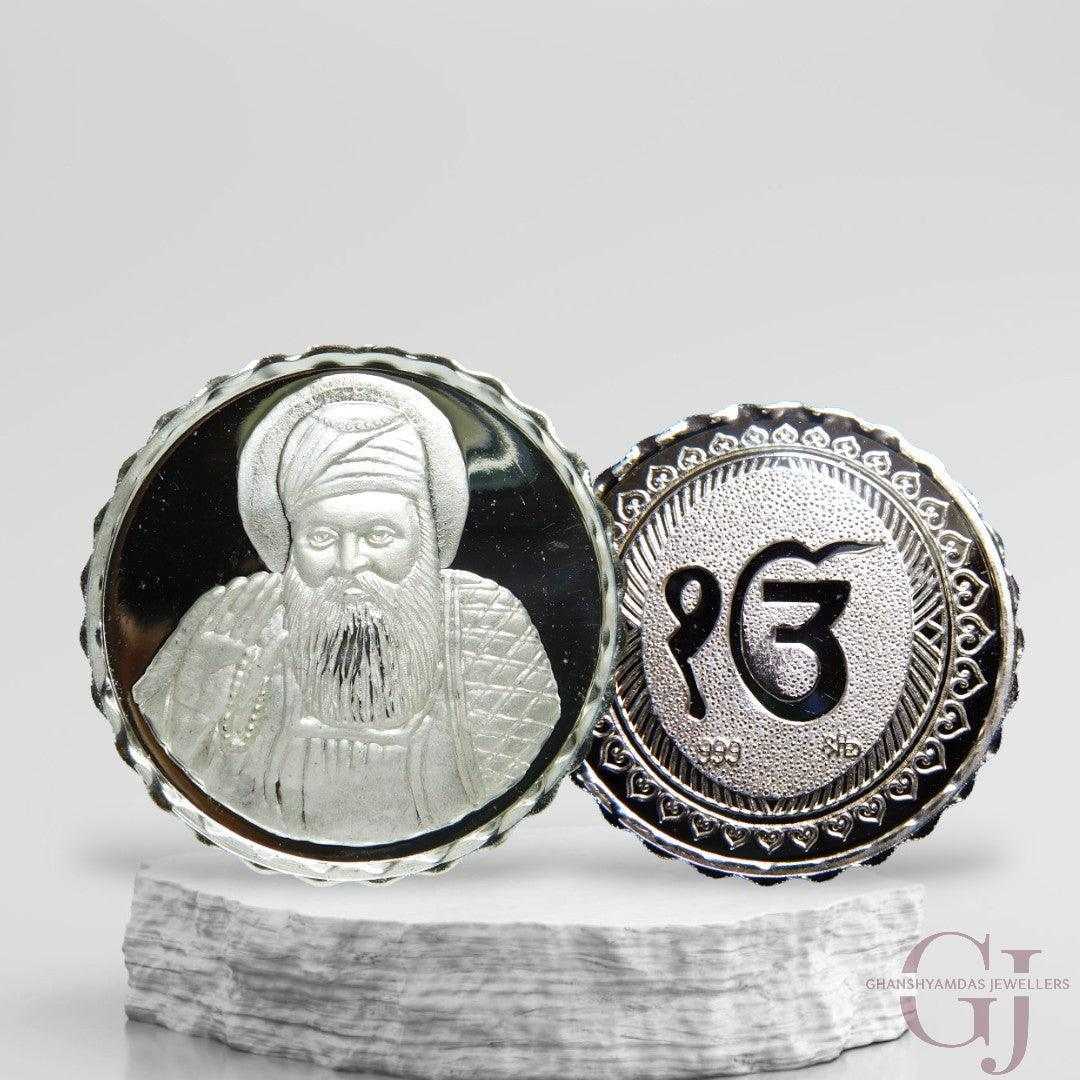 Guru Nanak Dev - 3D Silver Coin 24KT Purity 999 Round Shape - Backside