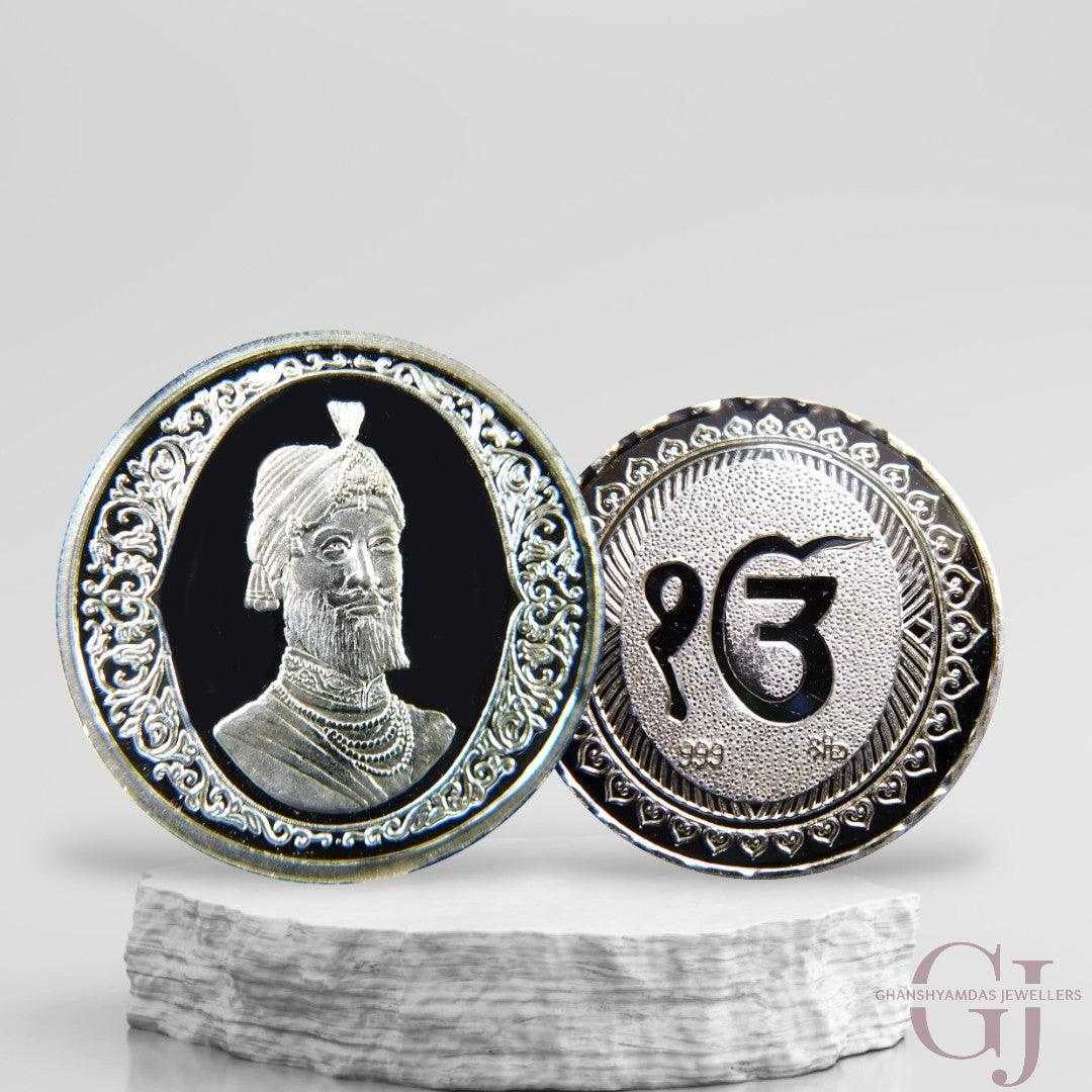 Guru Gobin Singh - 3D Silver Coin 24KT Purity 999 Round Shape - Backsi