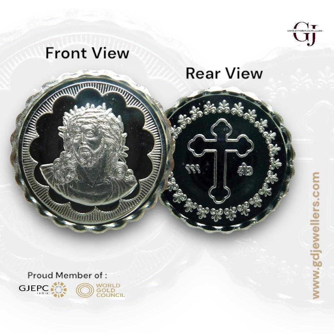 God Jesus Christ - 3D Silver Coin 24KT Purity 999 Round Shape - Backsi