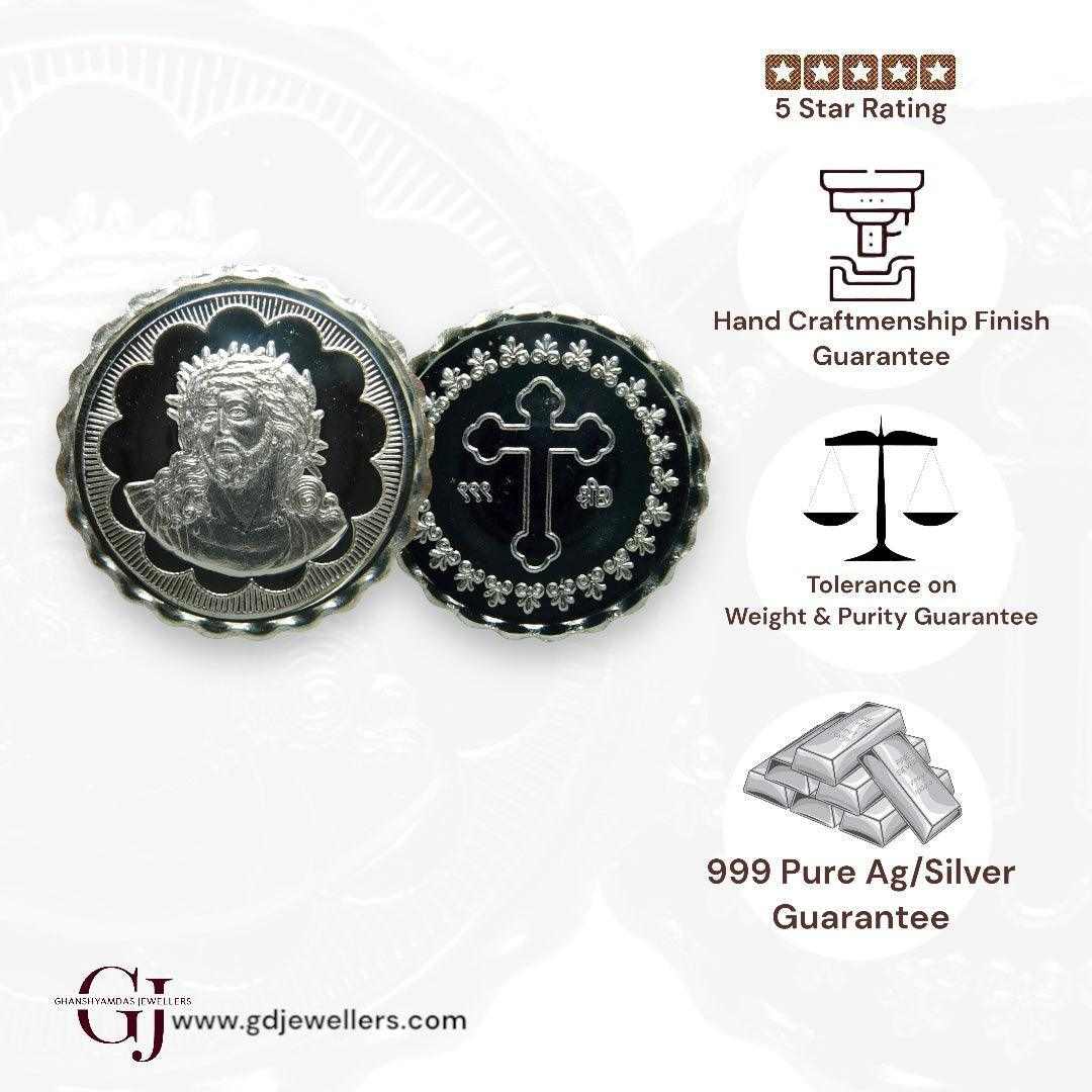 God Jesus Christ - 3D Silver Coin 24KT Purity 999 Round Shape - Backsi