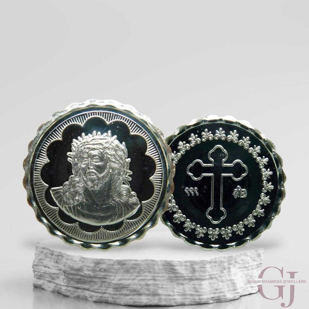 God Jesus Christ - 3D Silver Coin 24KT Purity 999 Round Shape - Backsi