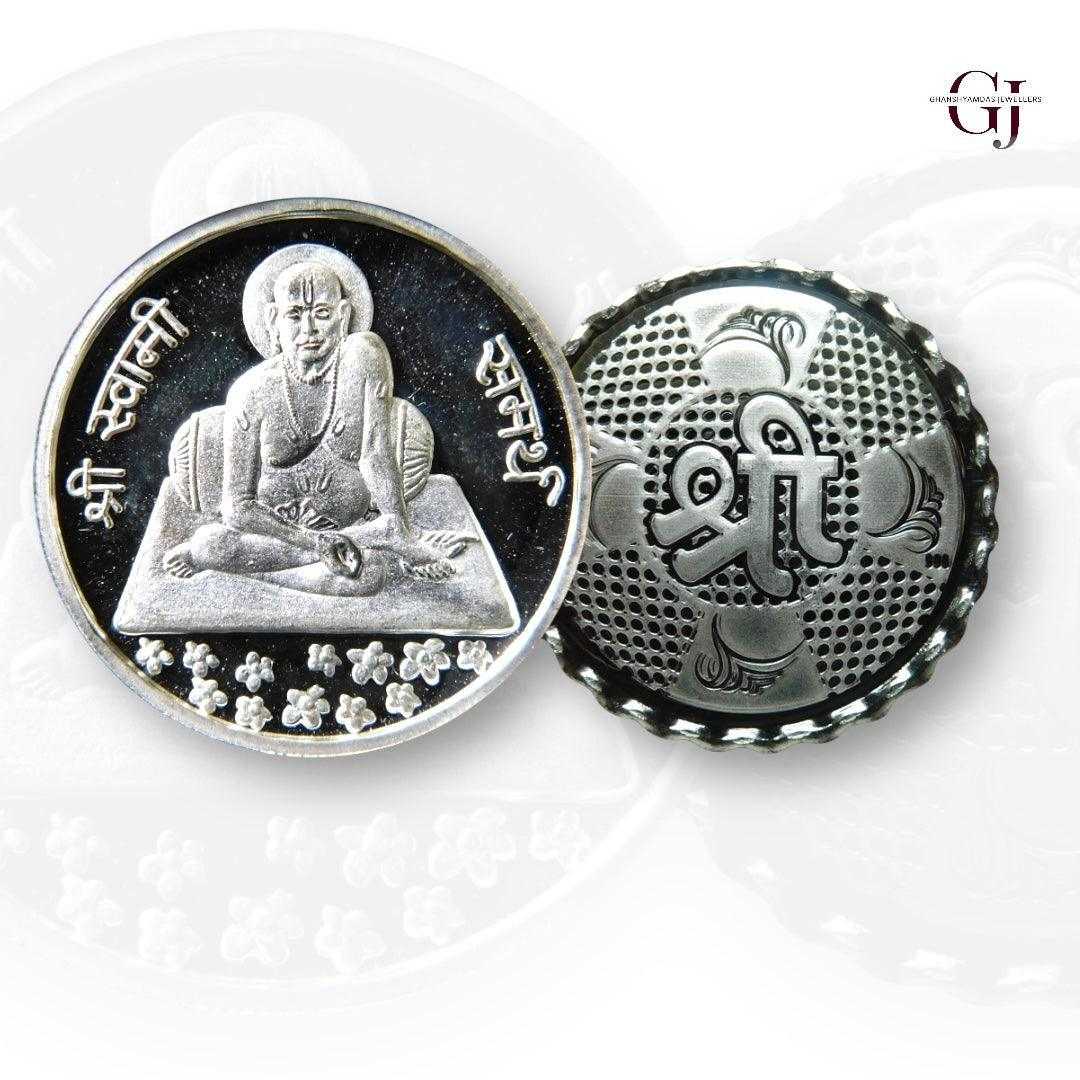 Swamy Samarth - 3D Silver Coin 24KT Purity 999 Round Shape - Backside 