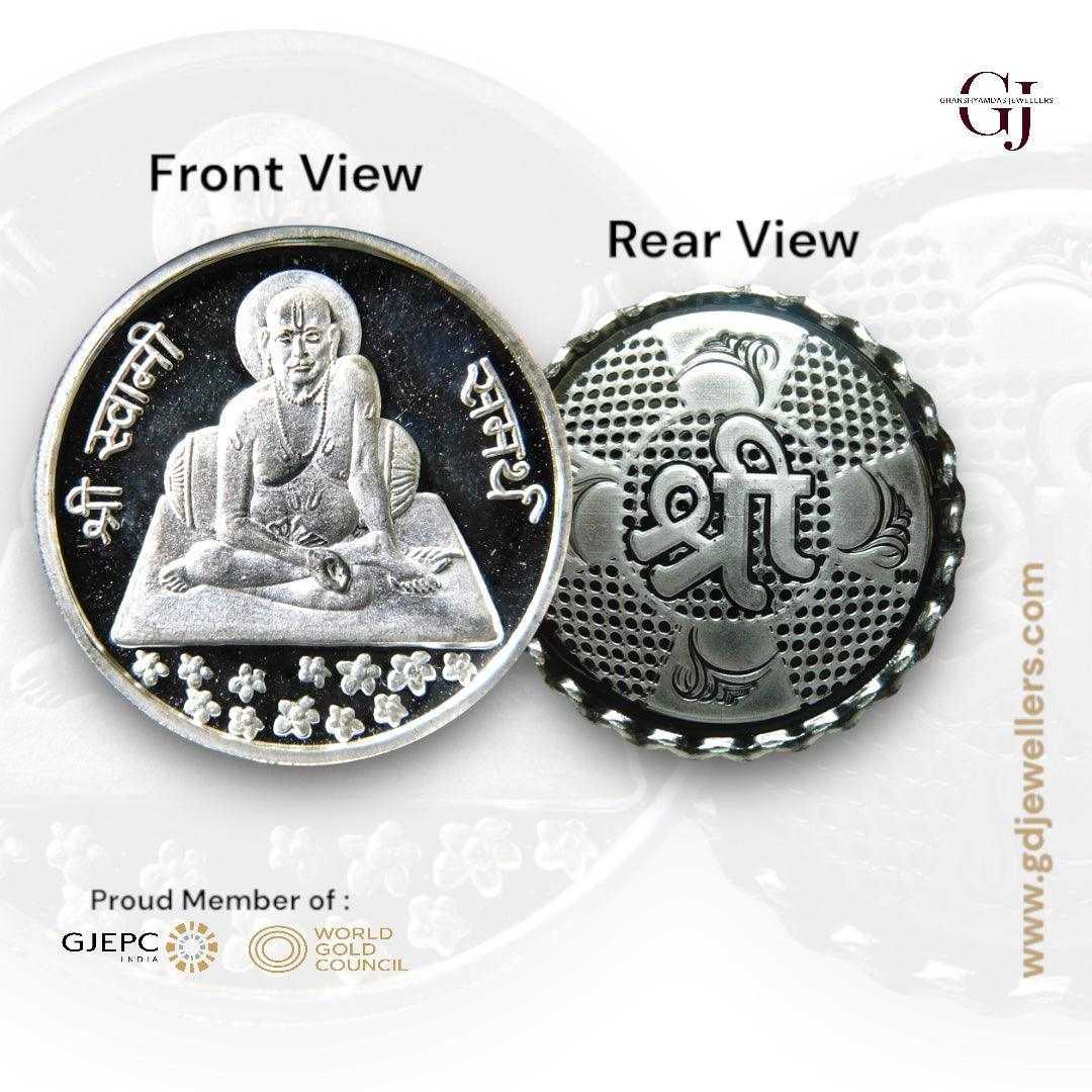 Swamy Samarth - 3D Silver Coin 24KT Purity 999 Round Shape - Backside 