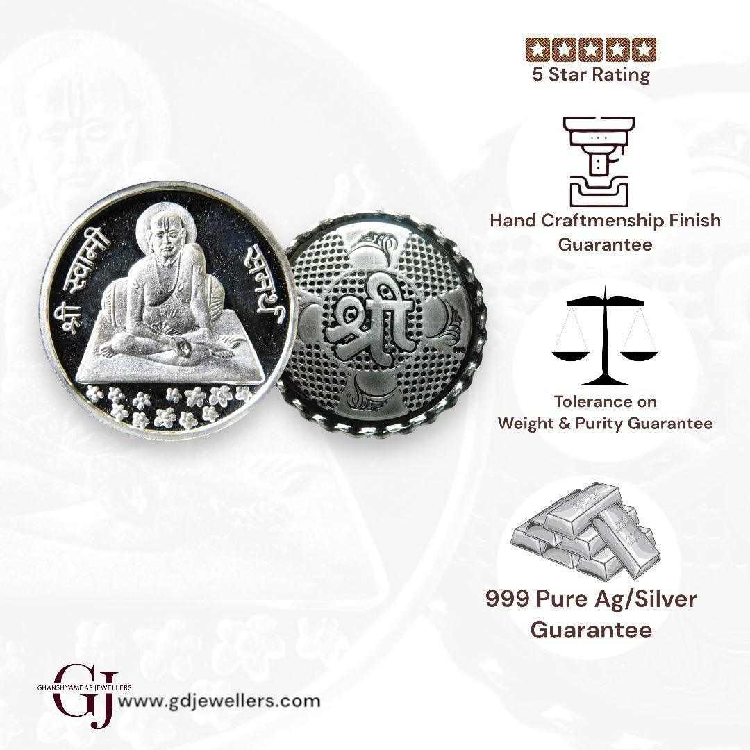 Swamy Samarth - 3D Silver Coin 24KT Purity 999 Round Shape - Backside 