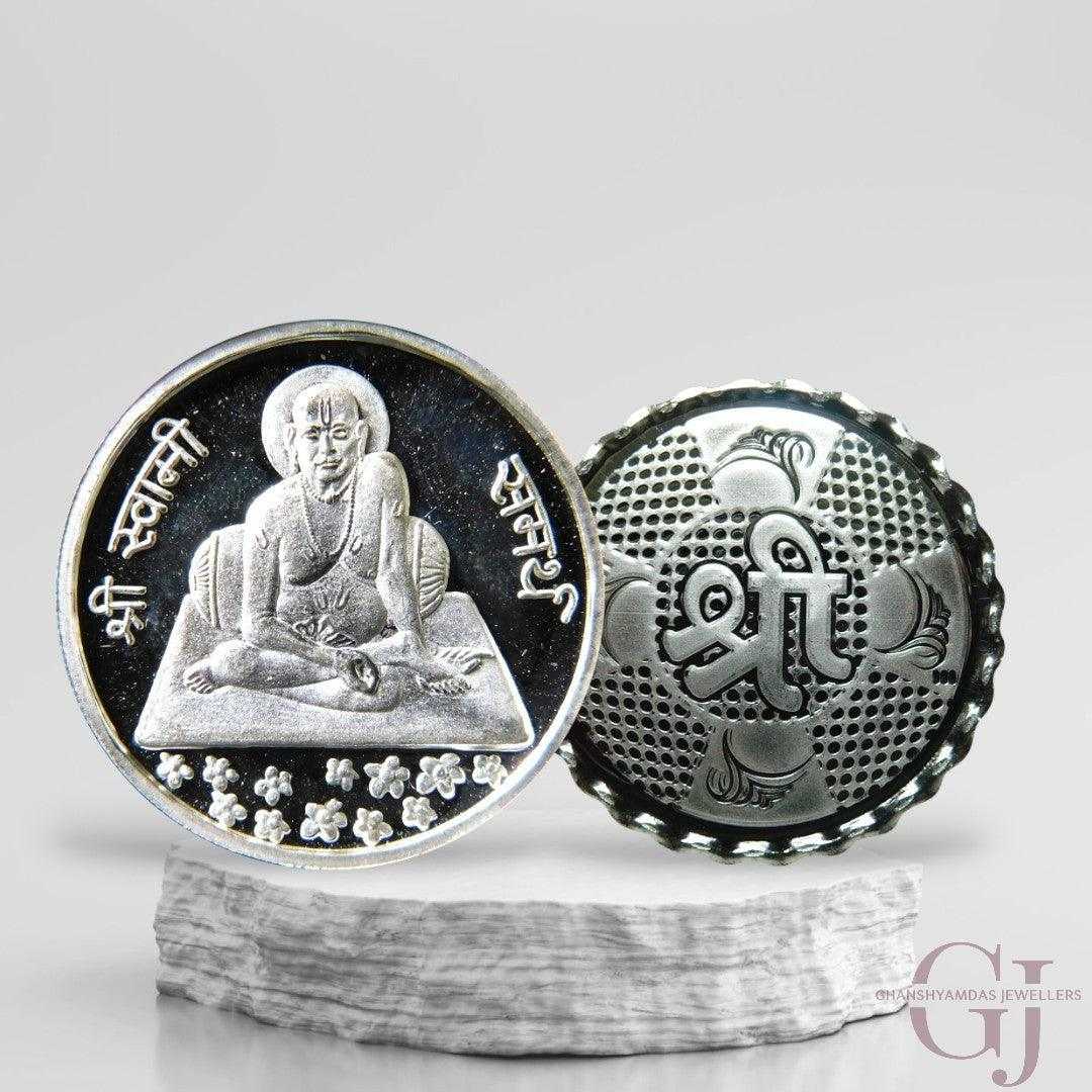 Swamy Samarth - 3D Silver Coin 24KT Purity 999 Round Shape - Backside 