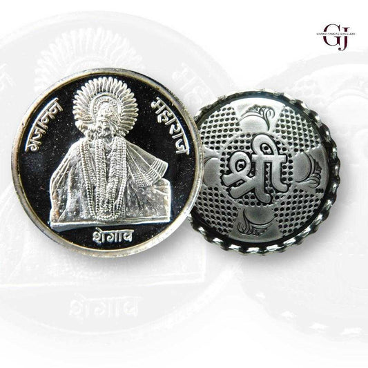 Gajanan Maharaj - 3D Silver Coin 24KT Purity 999 Round Shape - Backsid