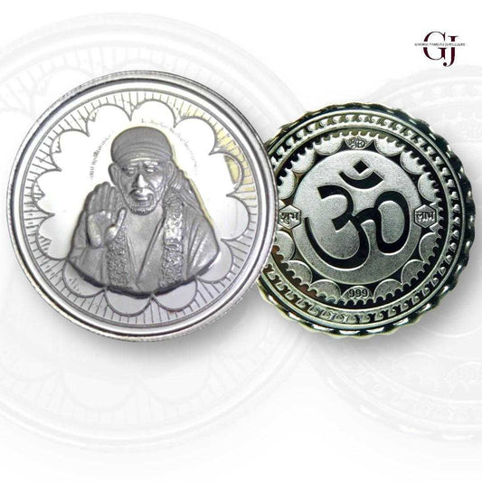 God Sai Baba - 3D Silver Coin 24KT Purity 999 Round Shape - Backside O