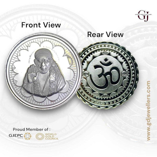 God Sai Baba - 3D Silver Coin 24KT Purity 999 Round Shape - Backside O