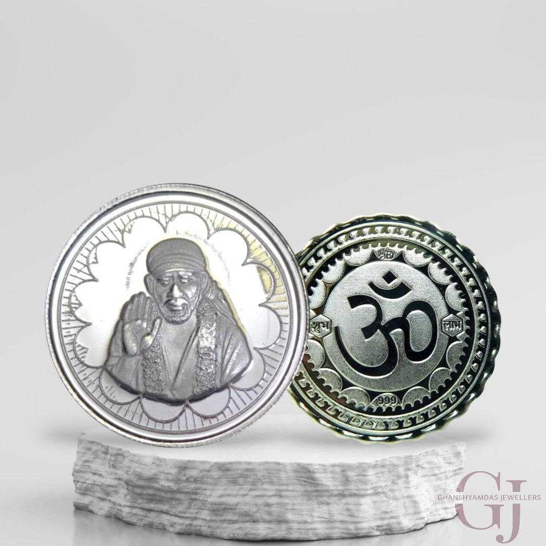 God Sai Baba - 3D Silver Coin 24KT Purity 999 Round Shape - Backside O