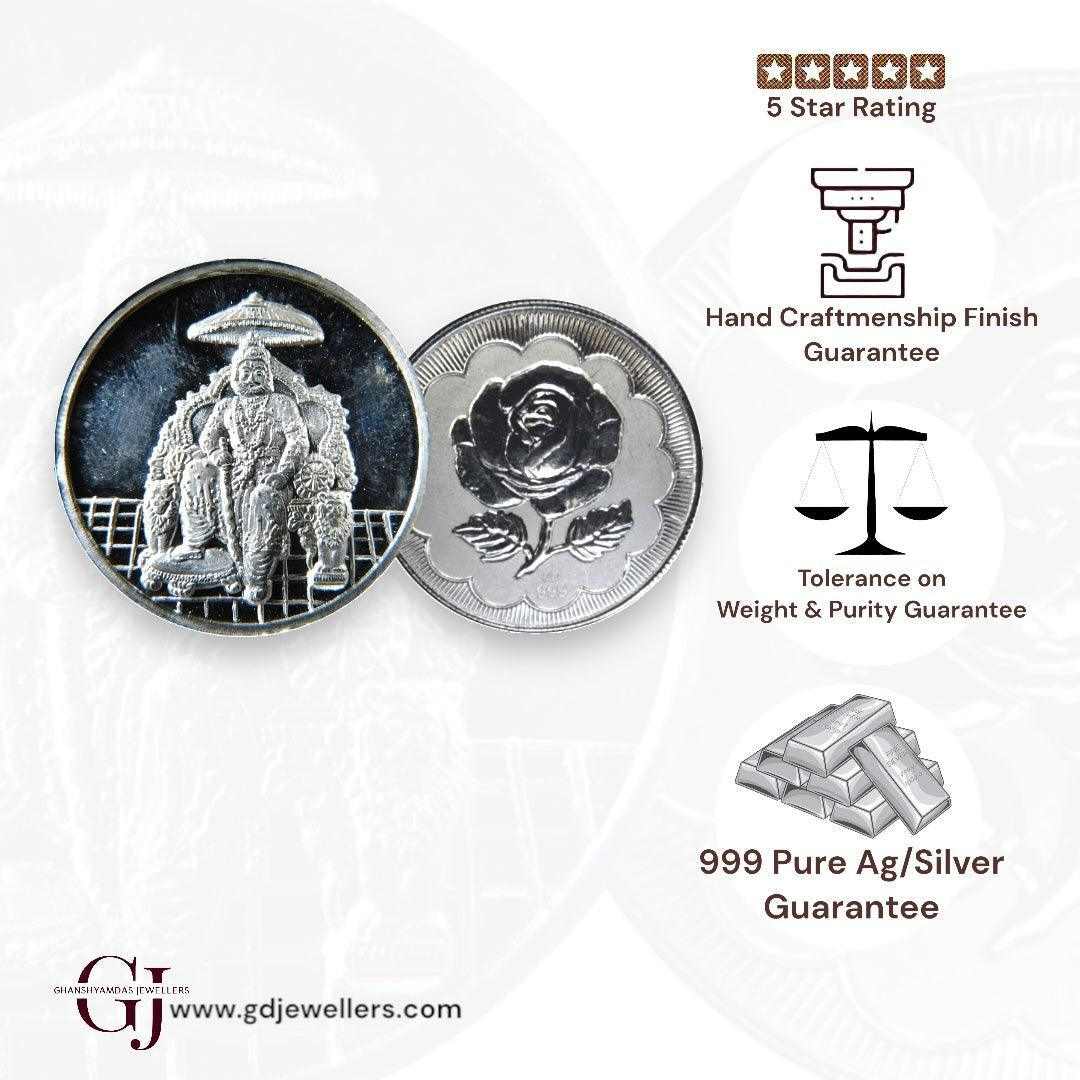 Maharaj Agrasen - 3D Silver Coin 24KT Purity 999 Round Shape - Backsid