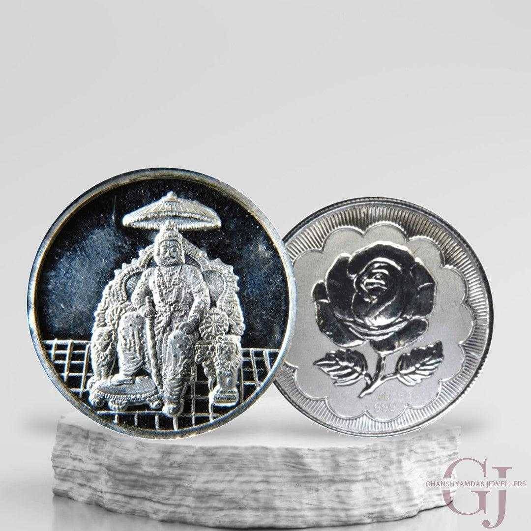 Maharaj Agrasen - 3D Silver Coin 24KT Purity 999 Round Shape - Backsid