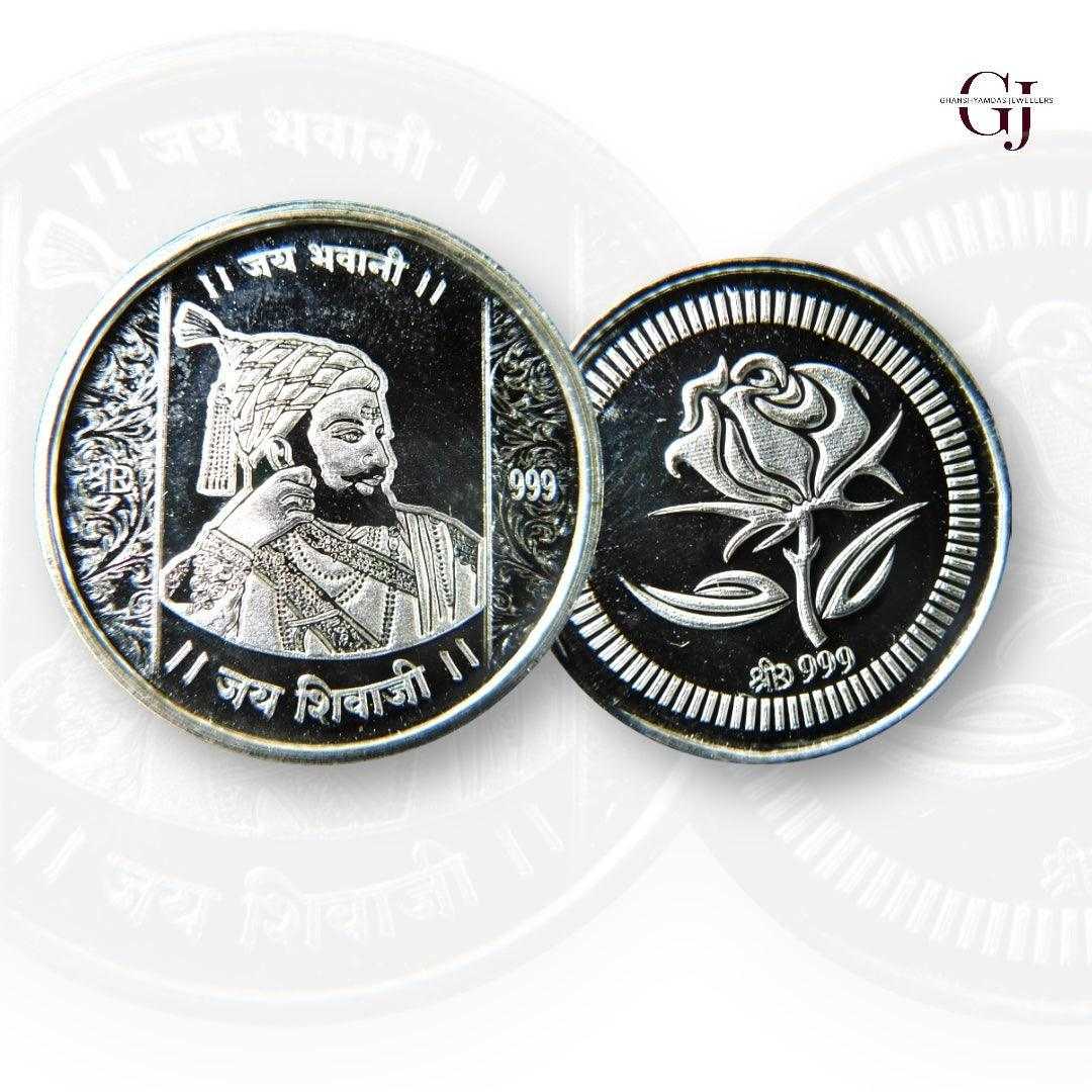 Chatrapati Shivaji Maharaj - 3D Silver Coin 24KT Purity 999 Round Shap