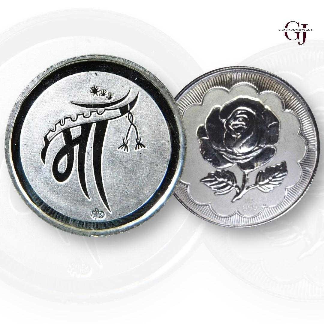 Maa - 3D Silver Coin 24KT Purity 999 Round Shape Front side 