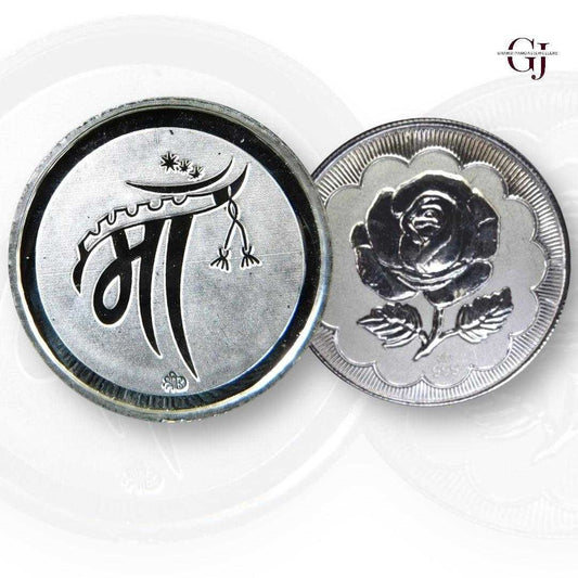 Maa - 3D Silver Coin 24KT Purity 999 Round Shape Front side 