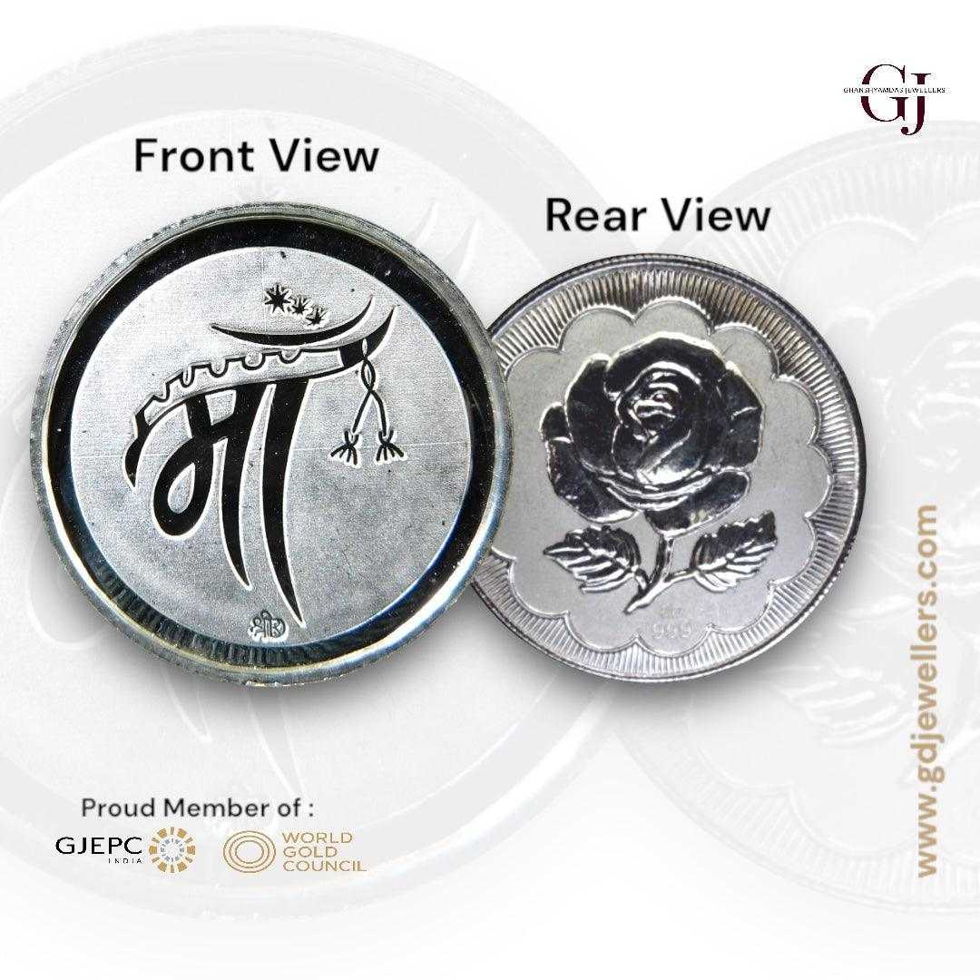 Maa - 3D Silver Coin 24KT Purity 999 Round Shape Front side