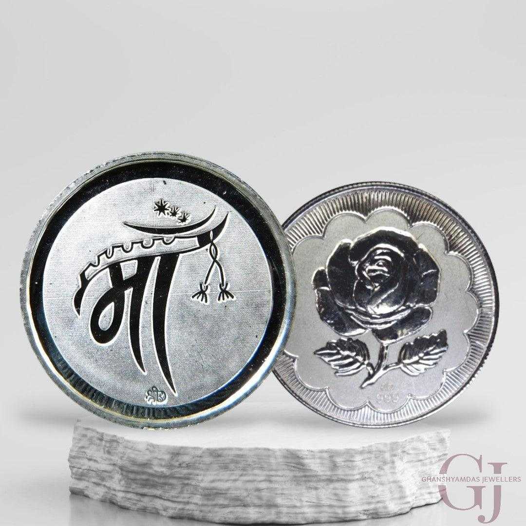 Maa - 3D Silver Coin 24KT Purity 999 Round Shape Front side 