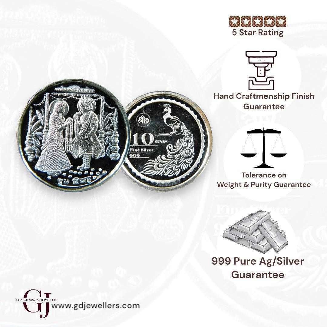 Bride Groom -Couple - 3D Silver Coin 24KT Purity 999 Round Shape - Bac