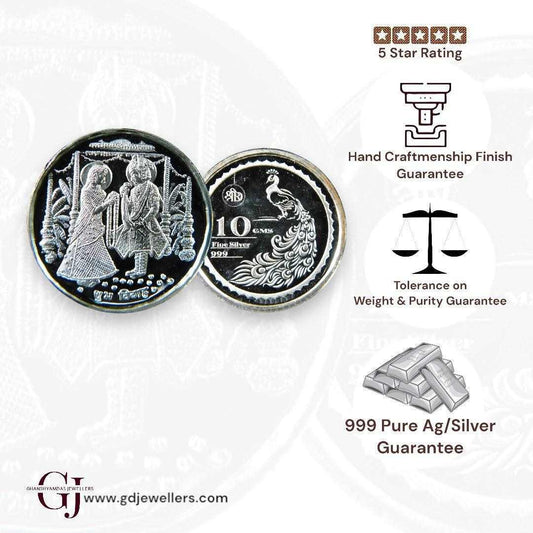 Bride Groom -Couple - 3D Silver Coin 24KT Purity 999 Round Shape - Bac