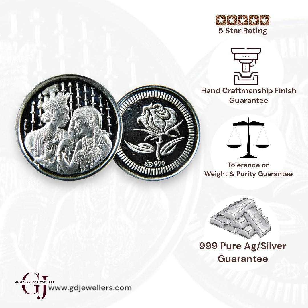 Bride Groom - 3D Silver Coin 24KT Purity 999 Round Shape - Backside Fl