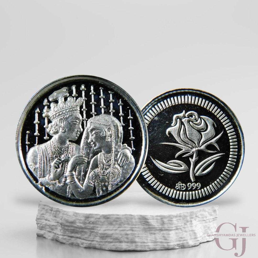 Bride Groom - 3D Silver Coin 24KT Purity 999 Round Shape - Backside Fl