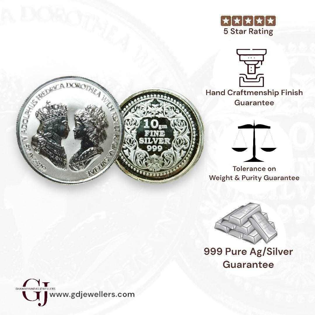 King & Queen - 3D Silver Coin 24KT Purity 999 Round Shape - Backside F