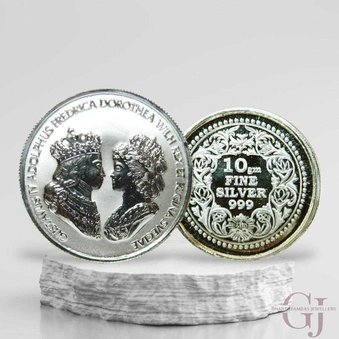 King George & Mary 3D Silver Coin 24KT Purity 999 Round Shape