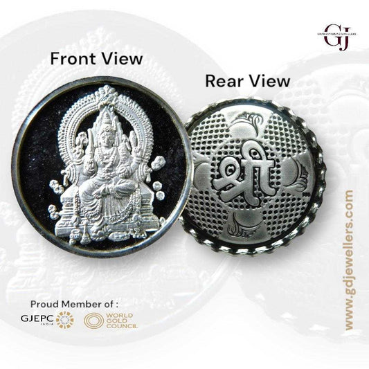 Goddess Aadishakti - 3D Silver Coin 24KT Purity 999 Round Shape - Back
