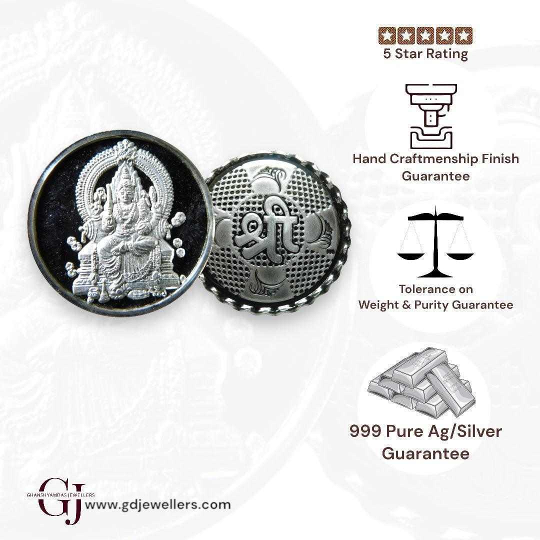 Goddess Aadishakti - 3D Silver Coin 24KT Purity 999 Round Shape - Back
