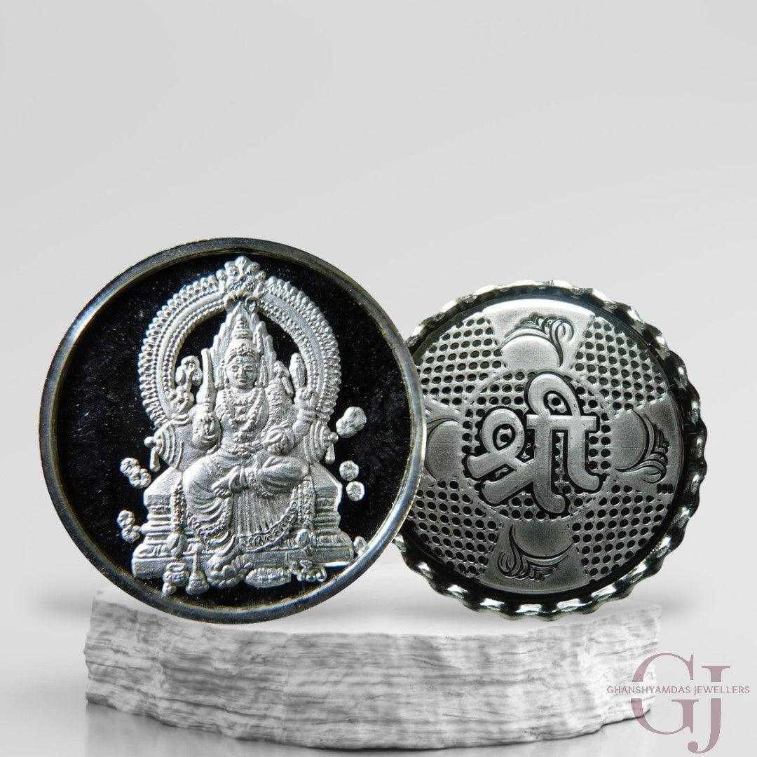 Goddess Aadishakti - 3D Silver Coin 24KT Purity 999 Round Shape - Back
