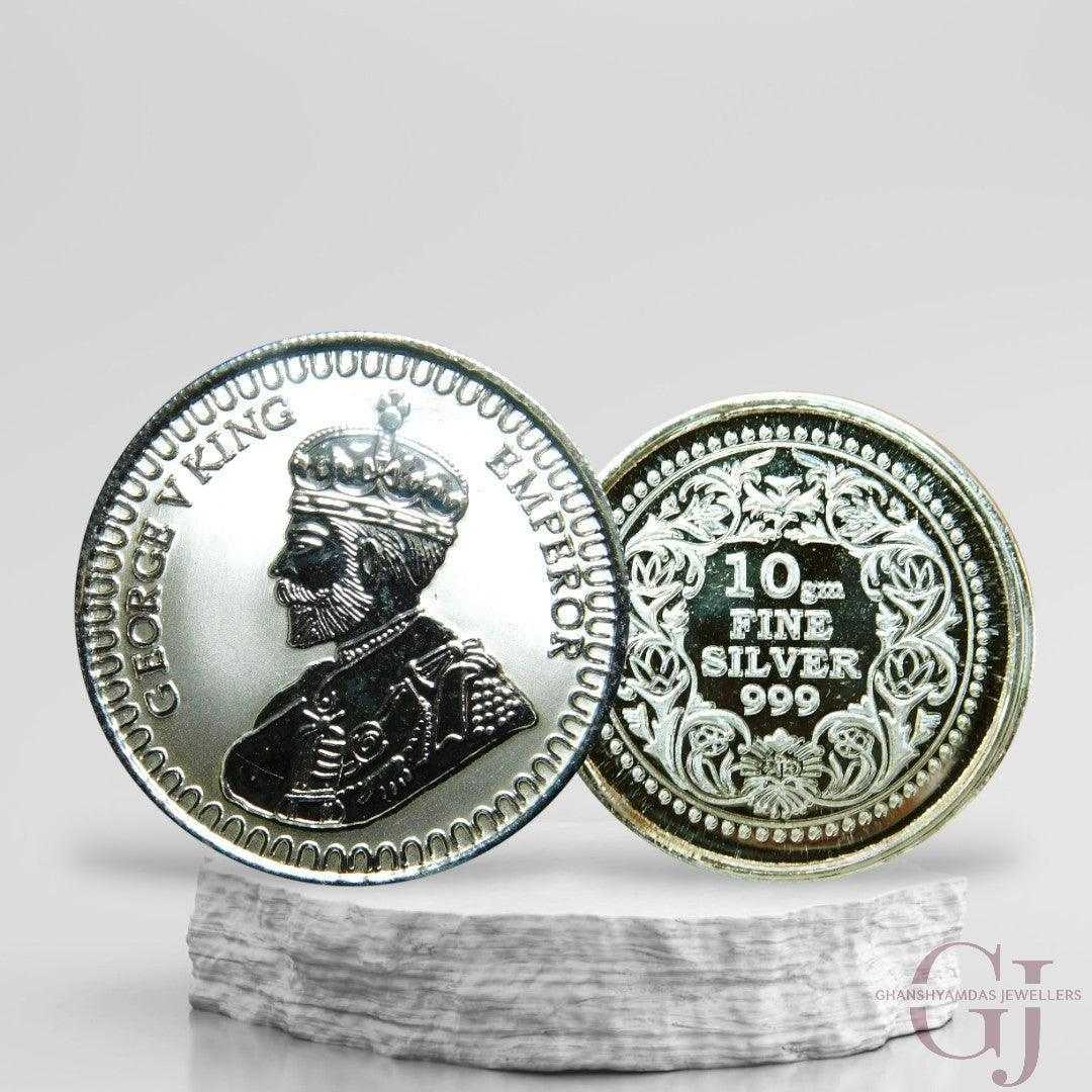 King George - 3D Silver Coin 24KT Purity 999 Round Shape - Backside Fi