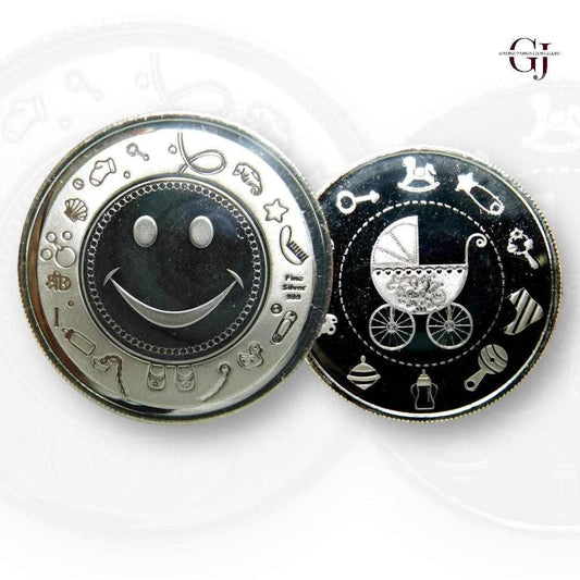 Smiley - Silver Coin 24KT Purity 999 Round Shape - Backside Cradle Tro