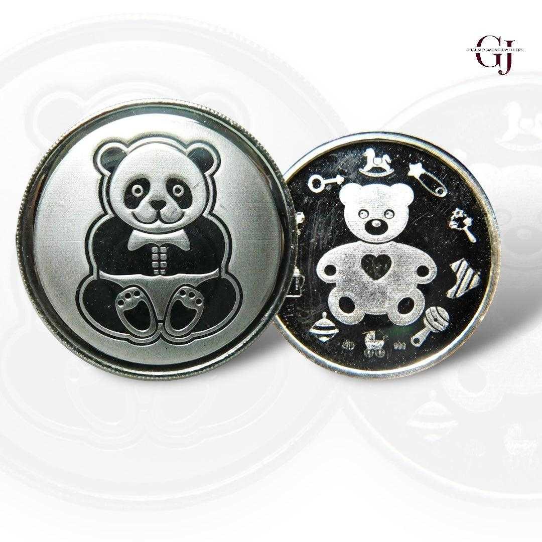 Teddy Bear Silver Coin 24KT Purity 999  Round Shape 
