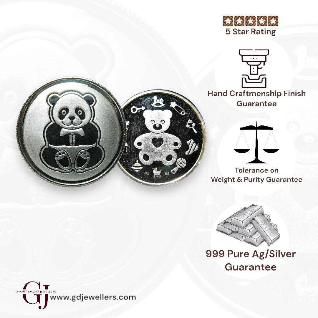 Teddy Bear Silver Coin 24KT Purity 999  Round Shape 