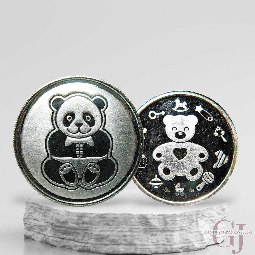 Teddy Bear Silver Coin 24KT Purity 999  Round Shape 