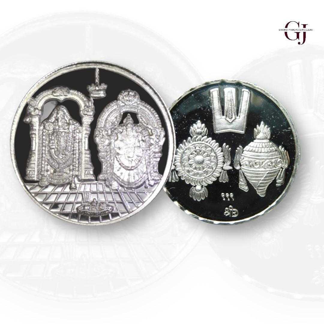 God Balaji Padmavati 3D Silver Coin 24KT Purity 999 Round Shape