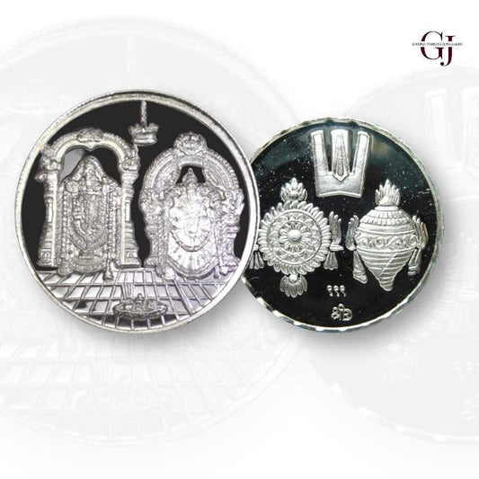 God Balaji Padmavati 3D Silver Coin 24KT Purity 999 Round Shape