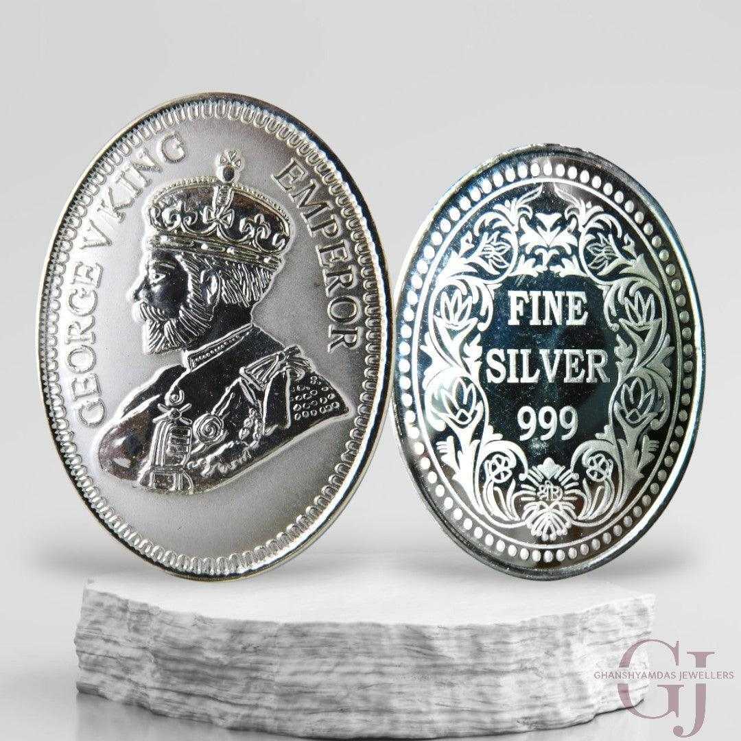 King George - 3D Silver Coin 24KT Purity 999 Round Shape - Backside Fi