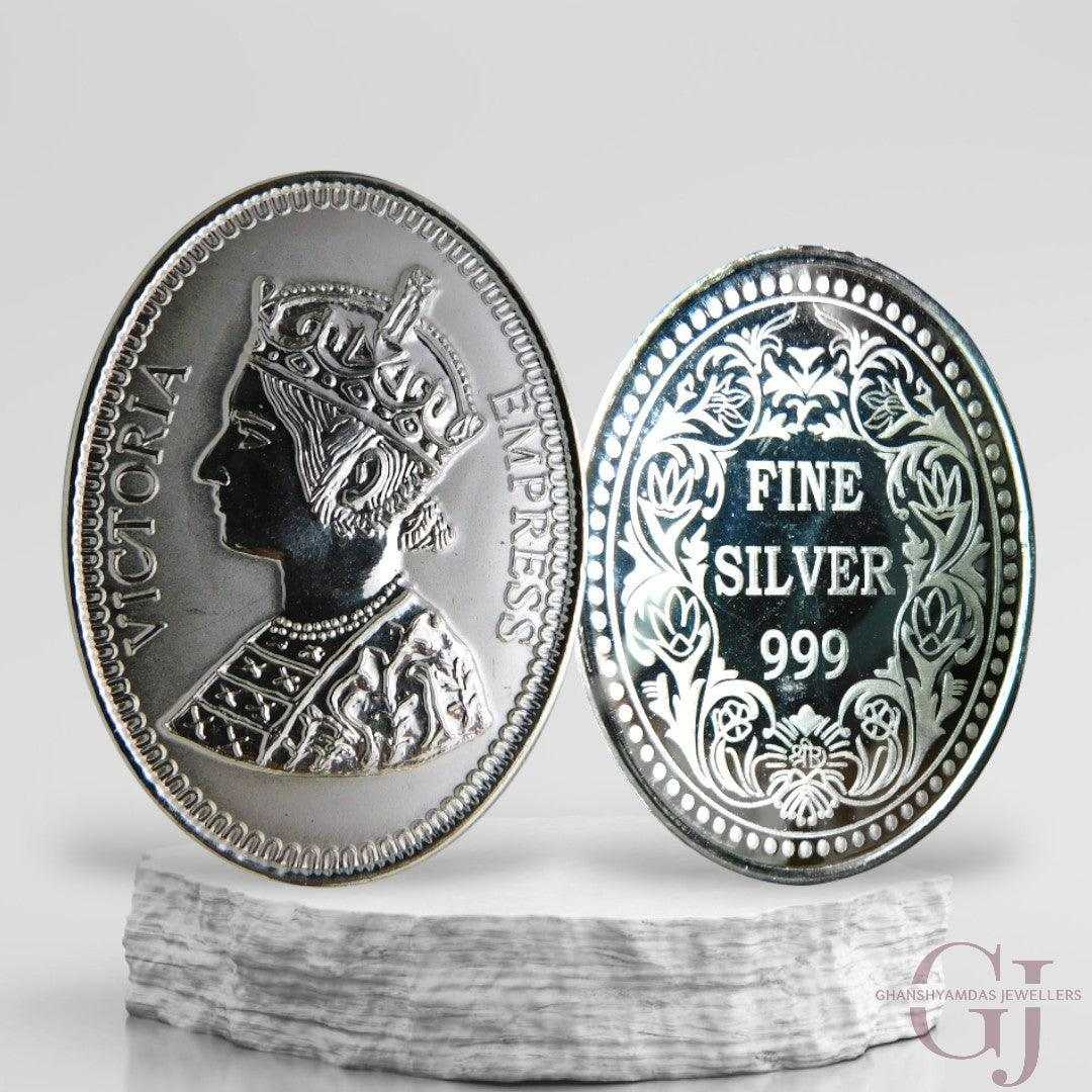 Queen Victoria - 3D Silver Coin 24KT Purity 999 Round Shape - Backside