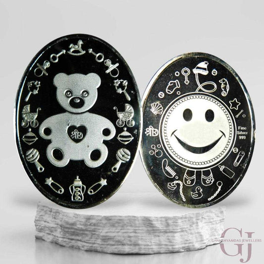 Teddy Bear Silver Coin 24KT Purity 999 Oval Shape