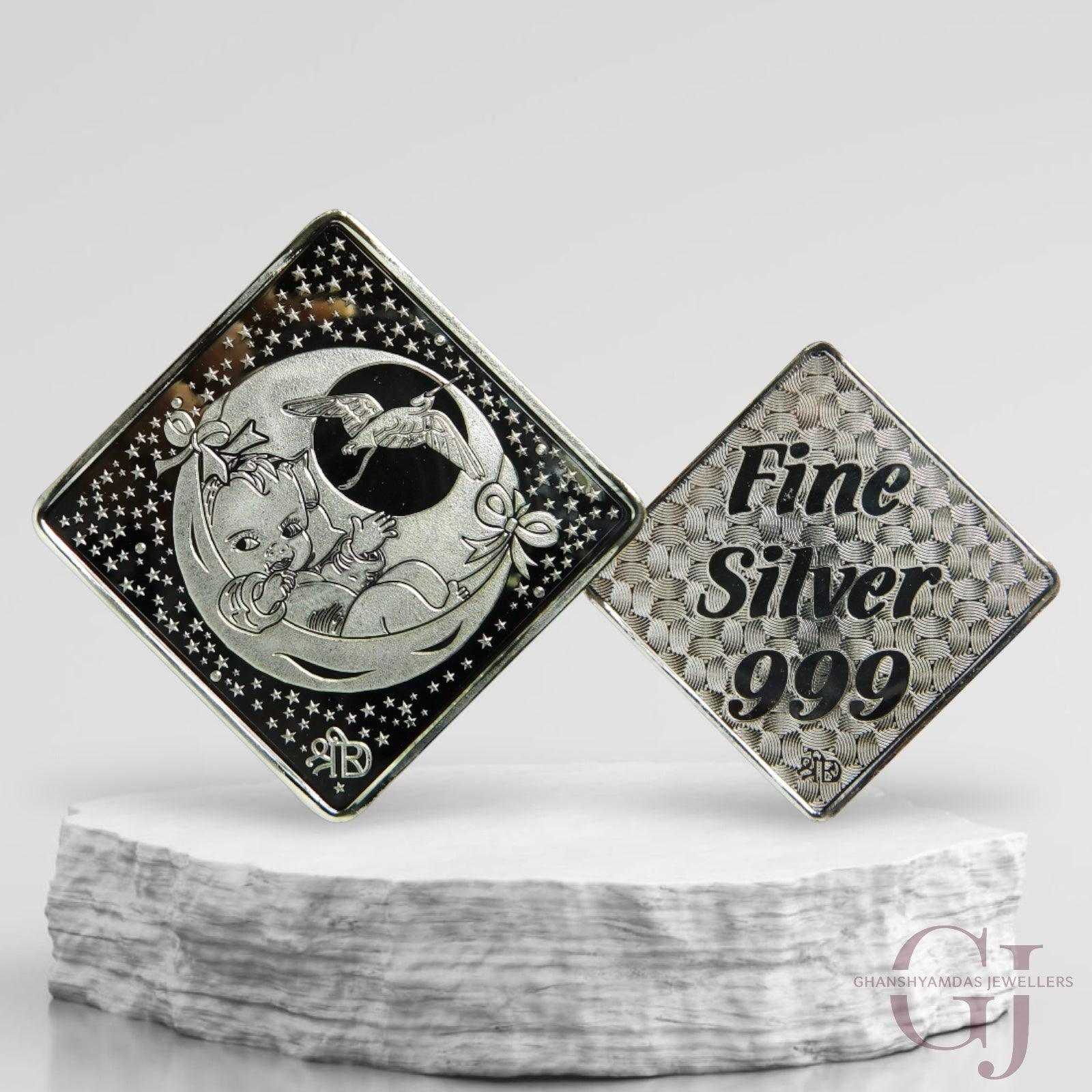 Baby Feet - Silver Coin 24KT Purity 999 Round Shape - Backside Strok W