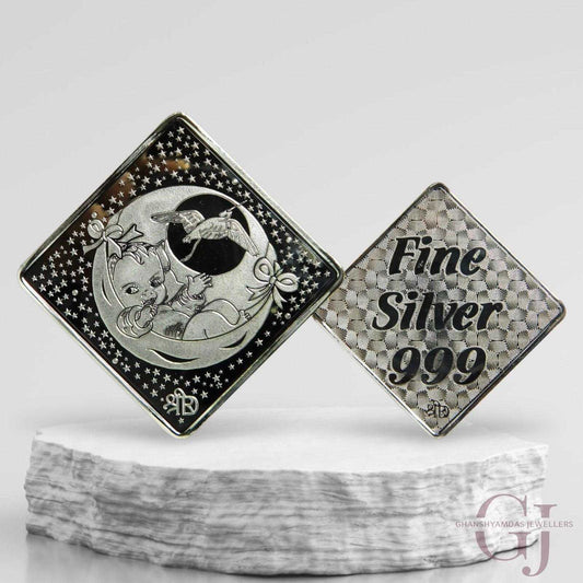 Baby Feet - Silver Coin 24KT Purity 999 Round Shape - Backside Strok W