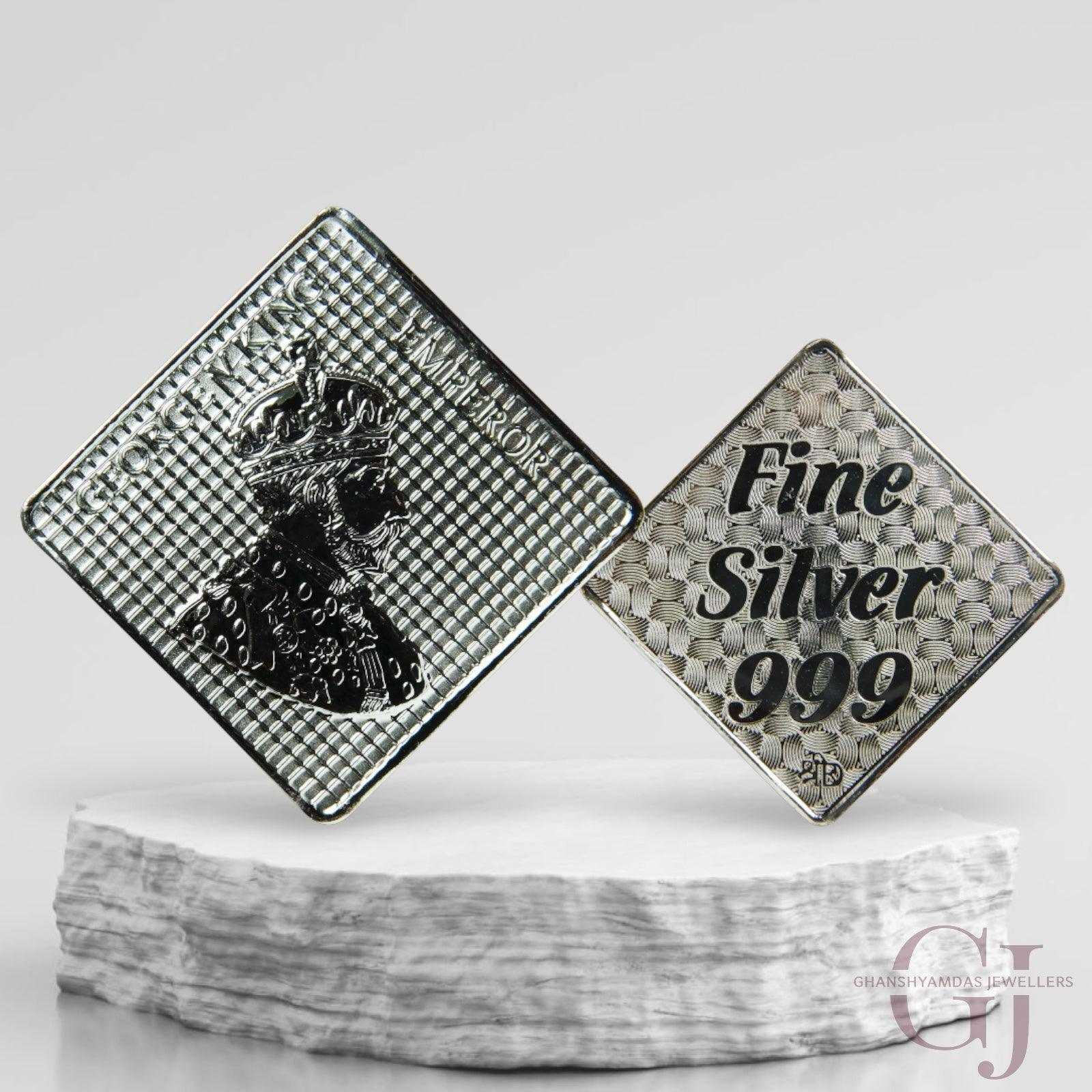 King George - 3D Silver Coin 24KT Purity 999 Round Shape - Backside Fi