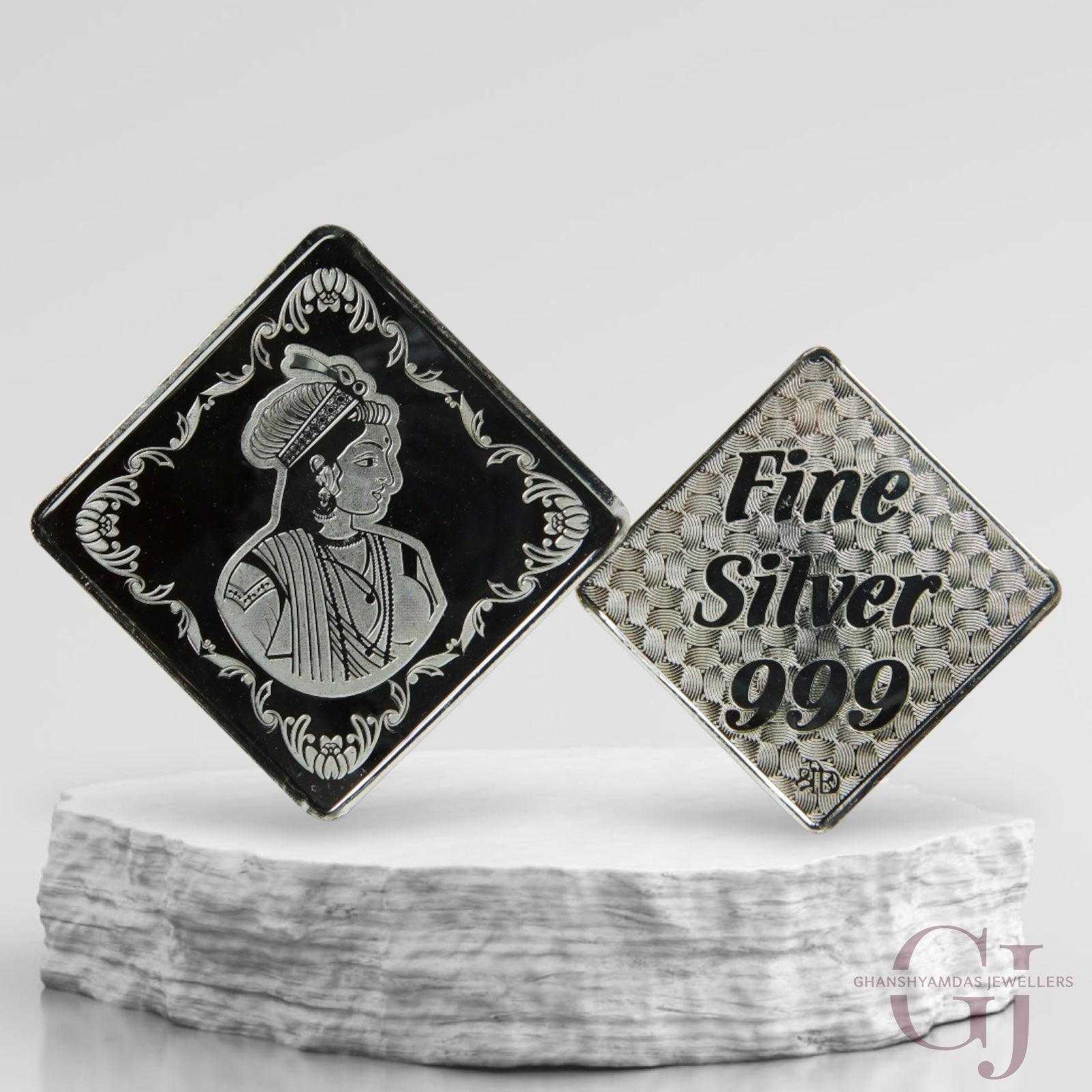  Rani -3D Silver Coin 24KT Purity 999 Square Shape with Fine Silver