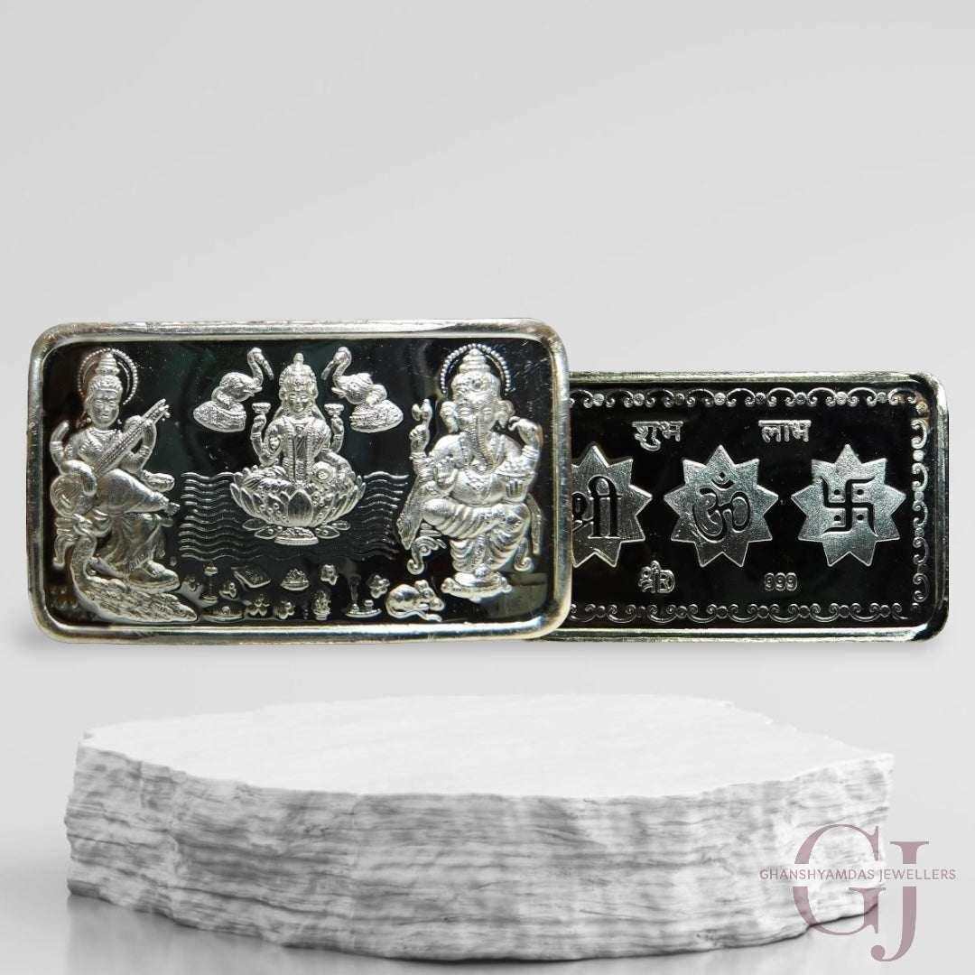 God Ganesh, Saraswati & Lakshmi Silver Coin 24KT Purity 999 Round Shape 