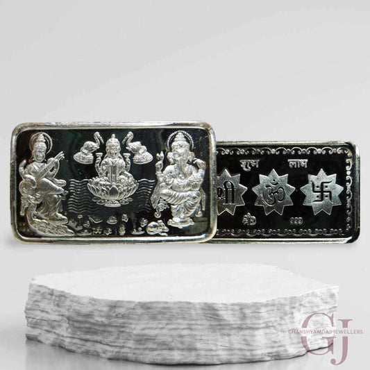God Ganesh, Saraswati & Lakshmi Silver Coin 24KT Purity 999 Round Shape 