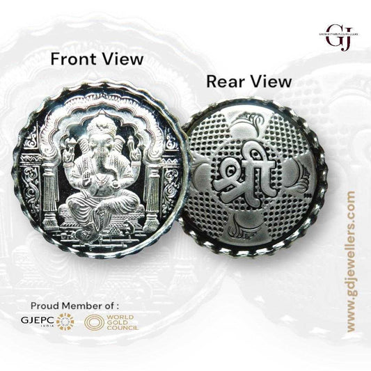 God Ganesh - Silver Coin 24KT Purity 999 Round Shape