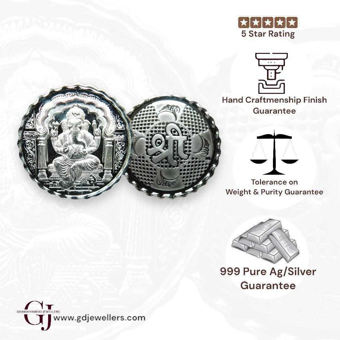 God Ganesh - Silver Coin 24KT Purity 999 Round Shape
