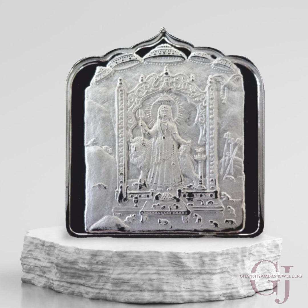 Goddess Karani Mata - 3D Silver Coin 24KT Purity 999 House Shape - Bac