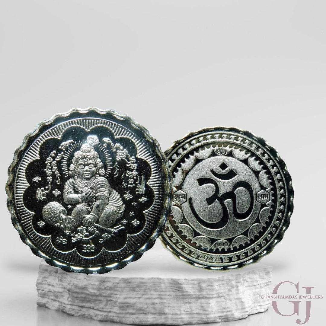 God Laddu Gopal - 3D Silver Coin 24KT Purity 999 Round Shape 